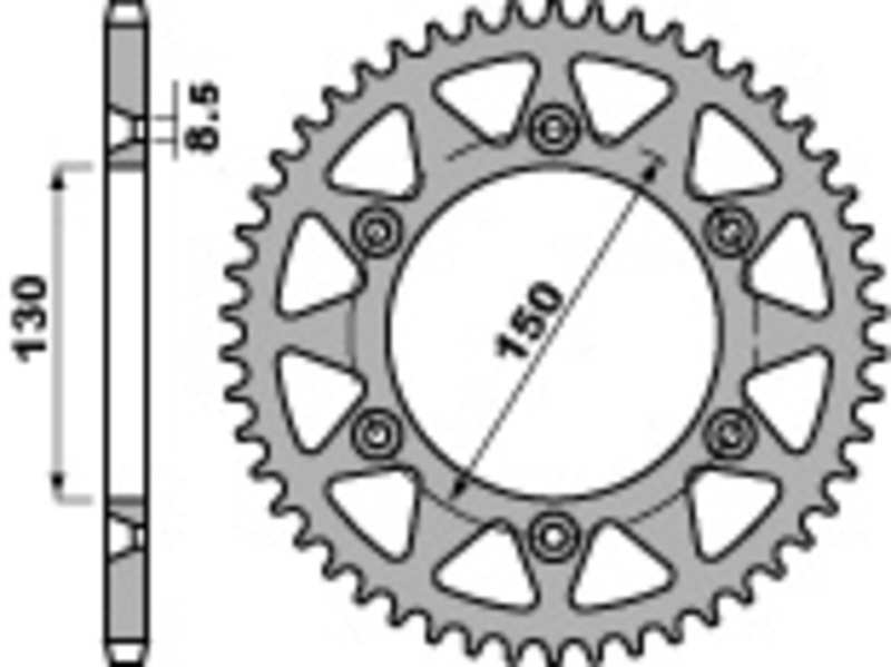 PBR Standard C45 Bakdrev i stål 270 - 520 Figur 1