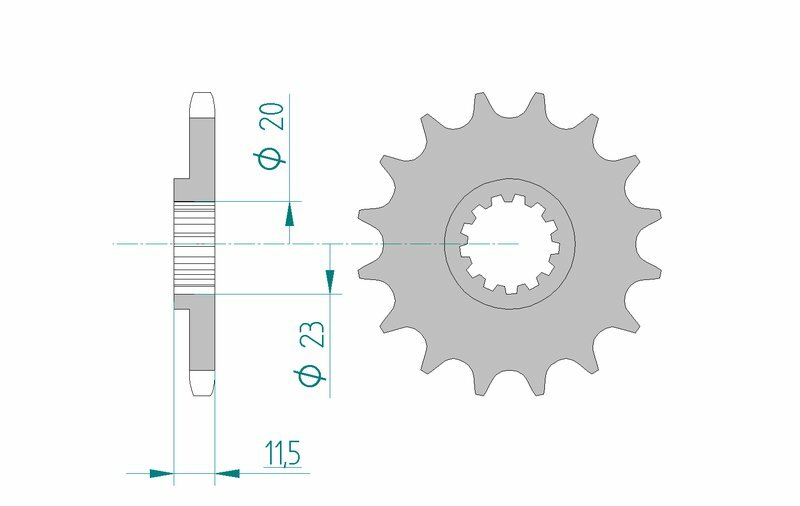 AFAM Standaard stalen tandwiel 22201 - 428 Figuur 1