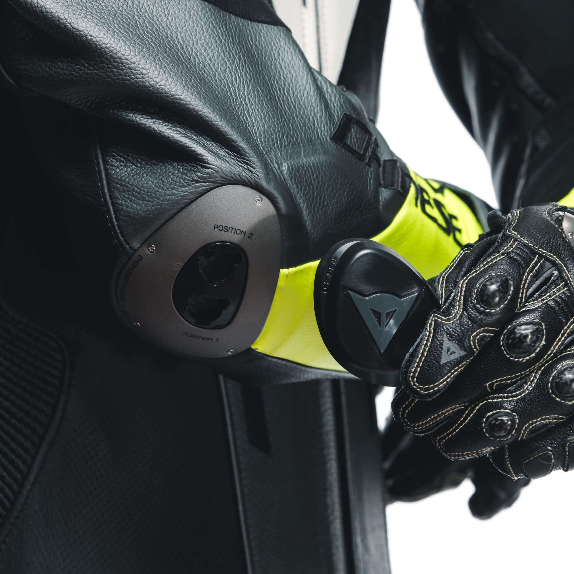 Dainese Misano 3 D-Air Airbag 2.0 perforated One Piece Motorcycle Leather Suit black/grey/yellow 56 Figure 15