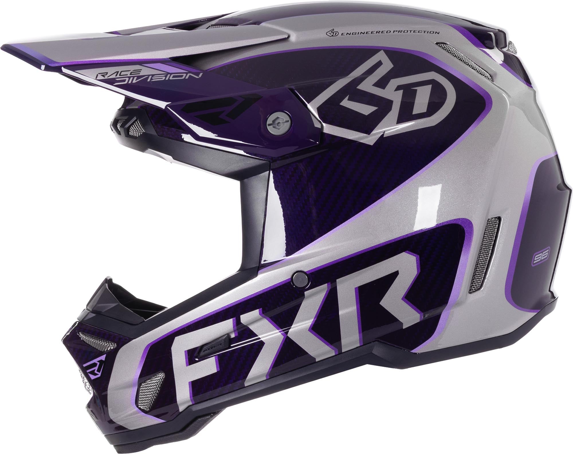 FXR 6D ATR-3 FIM Carbon Casque de motocross Gris/Violet S Figure 4