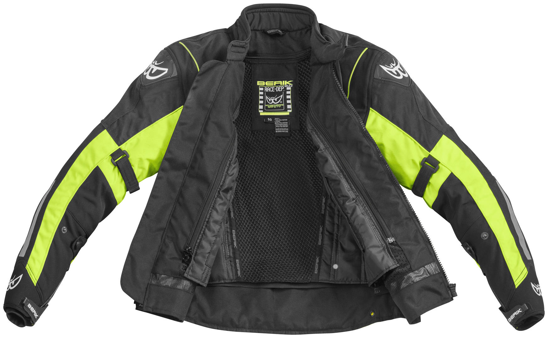 Berik Nardo Evo Waterproof Motorcycle Textile Jacket black/neon-yellow 48 Figure 3