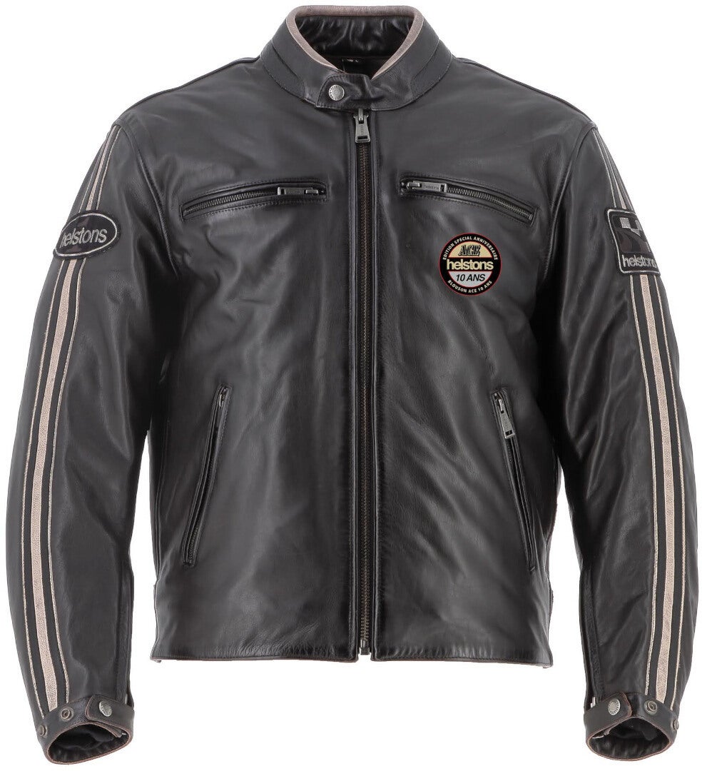 Helstons Ace 10Ans Motorcycle Leather Jacket dark brown 5XL Figure 1