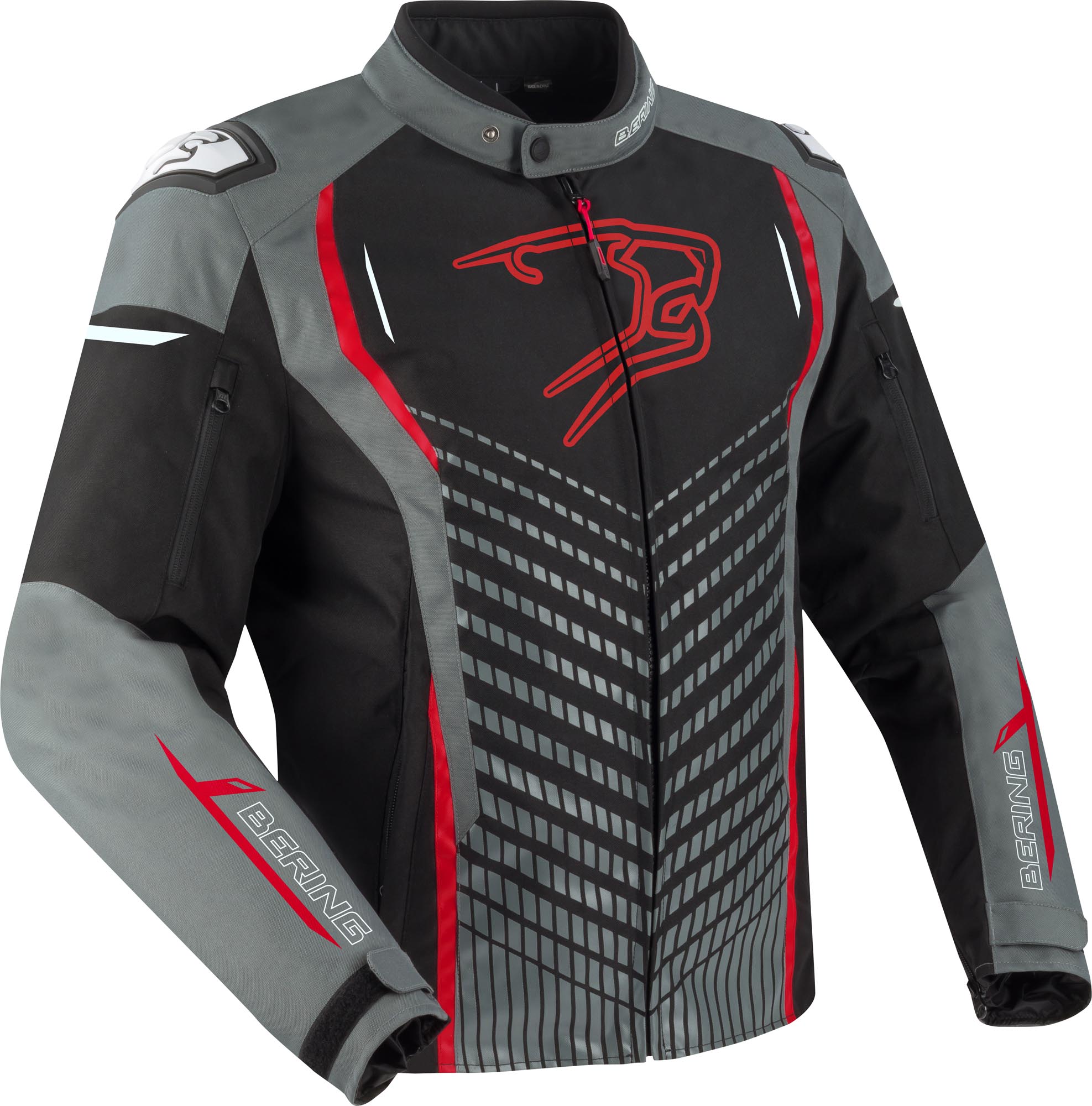 Bering Gang waterproof Motorcycle Textile Jacket black/grey/red M Figure 1