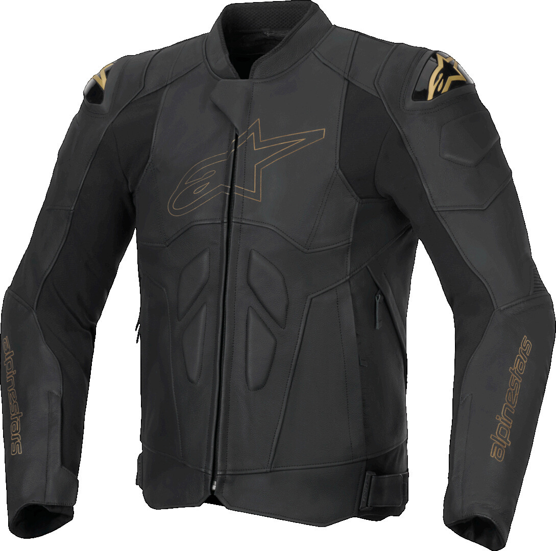 Alpinestars Dusk Motorcycle Leather Jacket black/gold 46 Figure 1