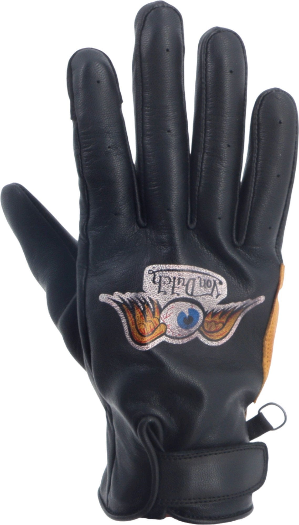 Von Dutch X Helstons Vision perforerede motorcykelhandsker Sort/guld 9 Figur 1