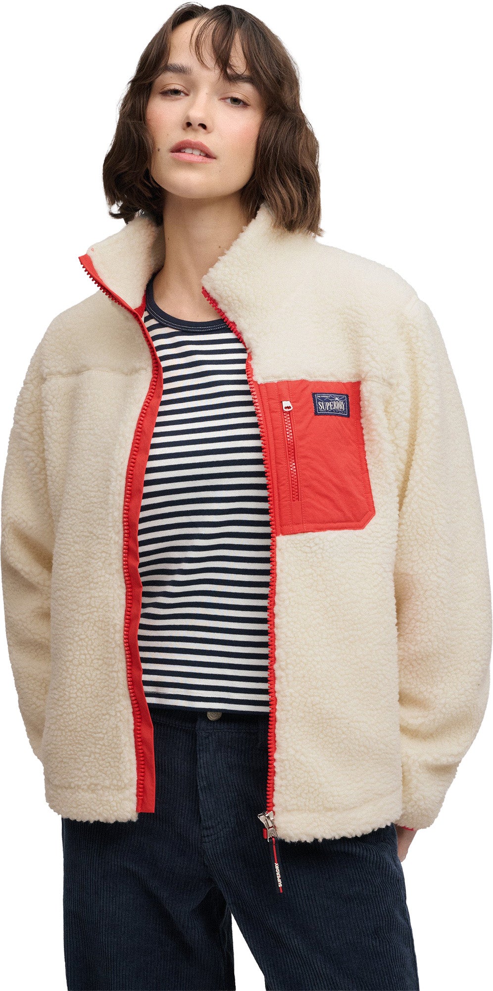 Superdry & Co Heritage Γυναικείο Fleece Μπουφάν Κρέμα S Γράφημα 8