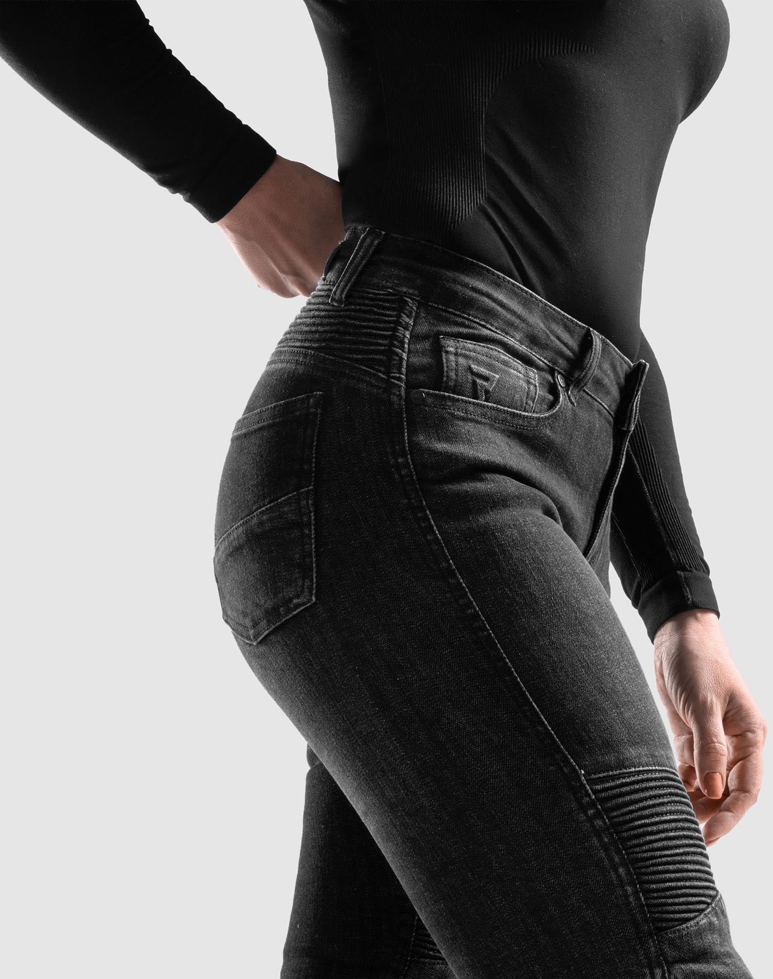 Rebelhorn Agness 2 Damer motorcykeljeans Sort udvasket 34/32 Figur 4