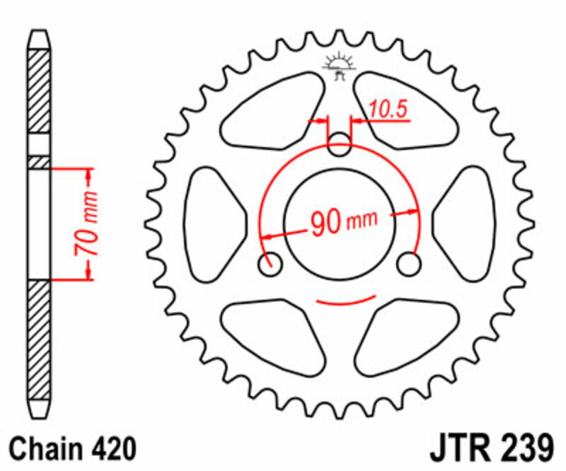 PROCHETE JT Pinion spate standard din oțel 239 - 420 Figura 2