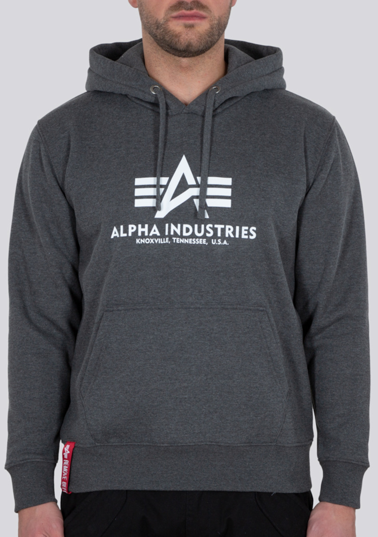 Alpha Industries Basic Hoodie cinza-manchado S Figura 1