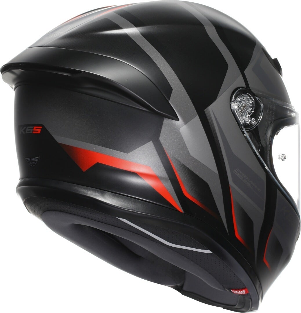 AGV K6 S Karve Helm schwarz matt/grau/rot M (57/58) Abbildung 3