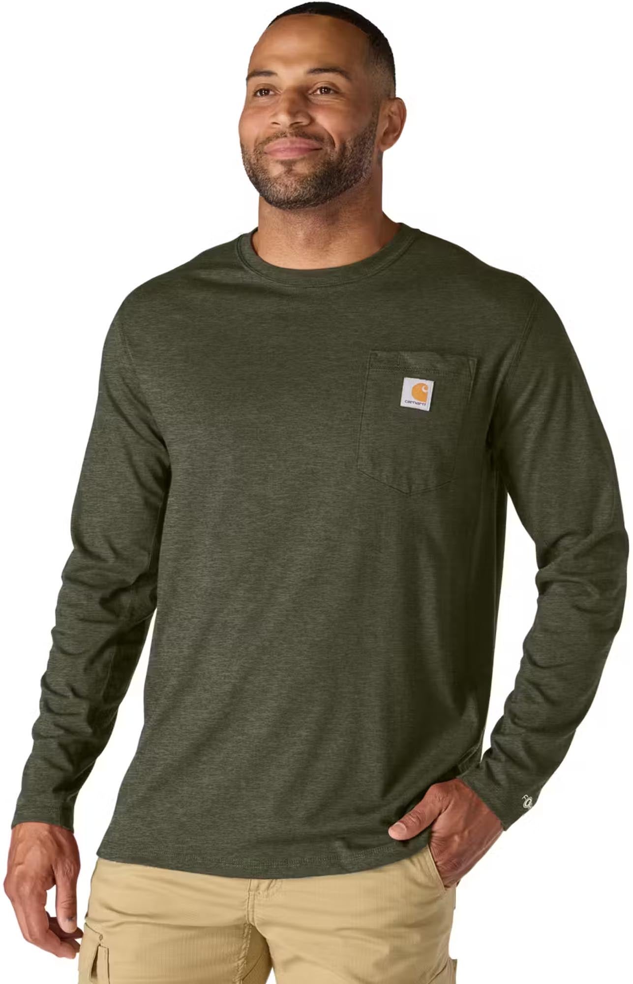 Carhartt Midweight Pocket Long Sleeve Relaxed Fit green S Figure 2