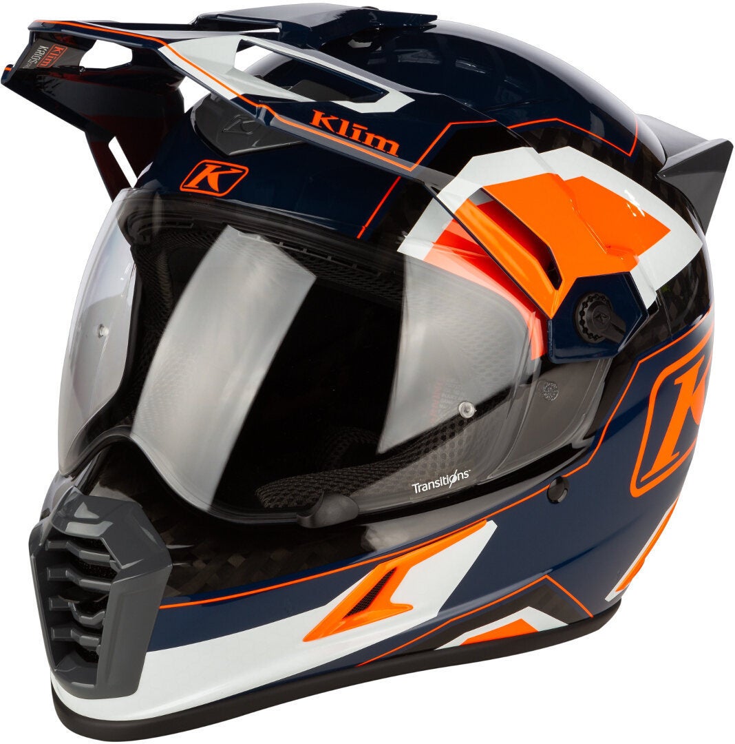 Klim Krios Pro Rally ECE/DOT Carbon Casque d’enduro Blanc/Bleu/Orange M (57/58) Figure 1