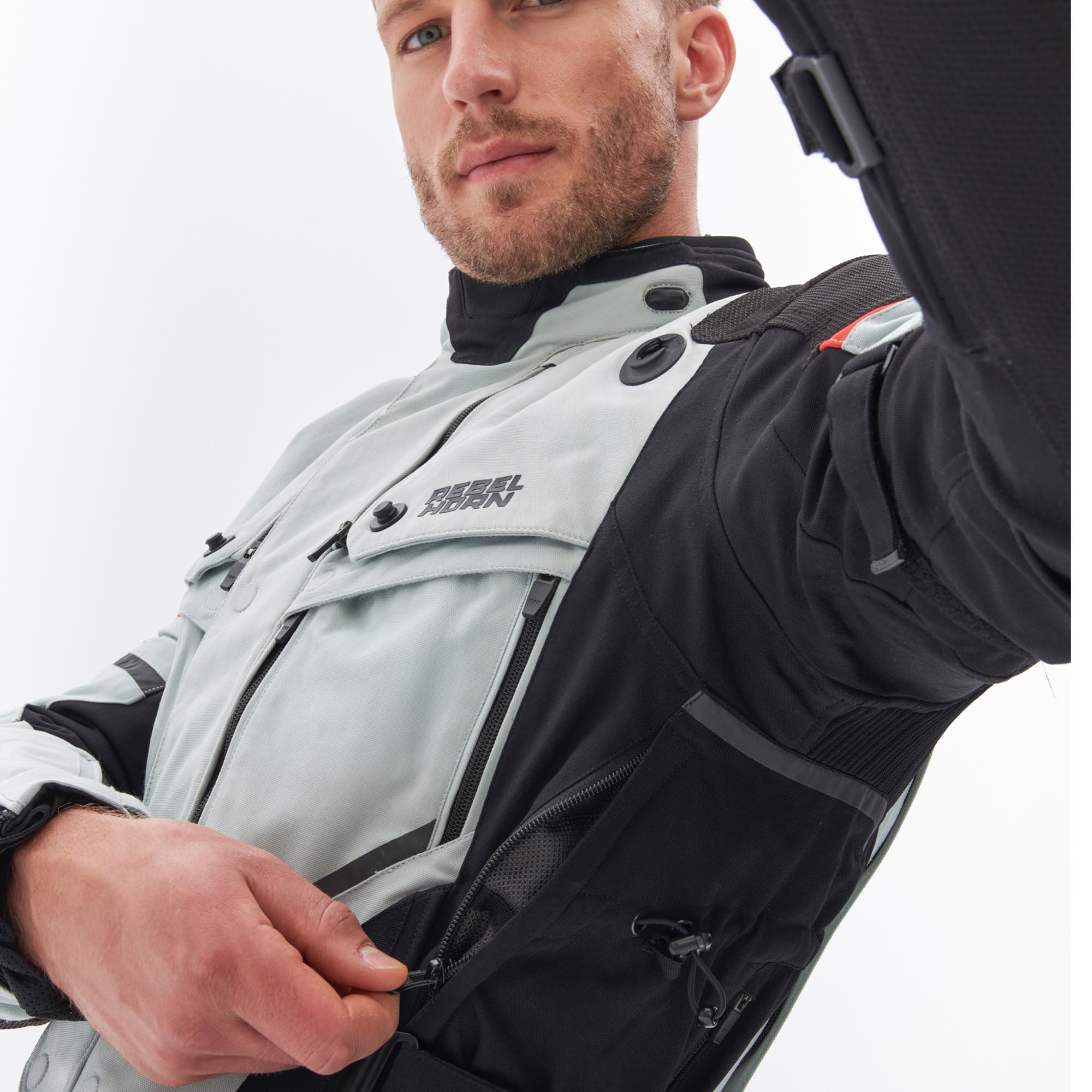 Rebelhorn Range waterproof Motorcycle Textile Jacket grey/black/red M Figure 7