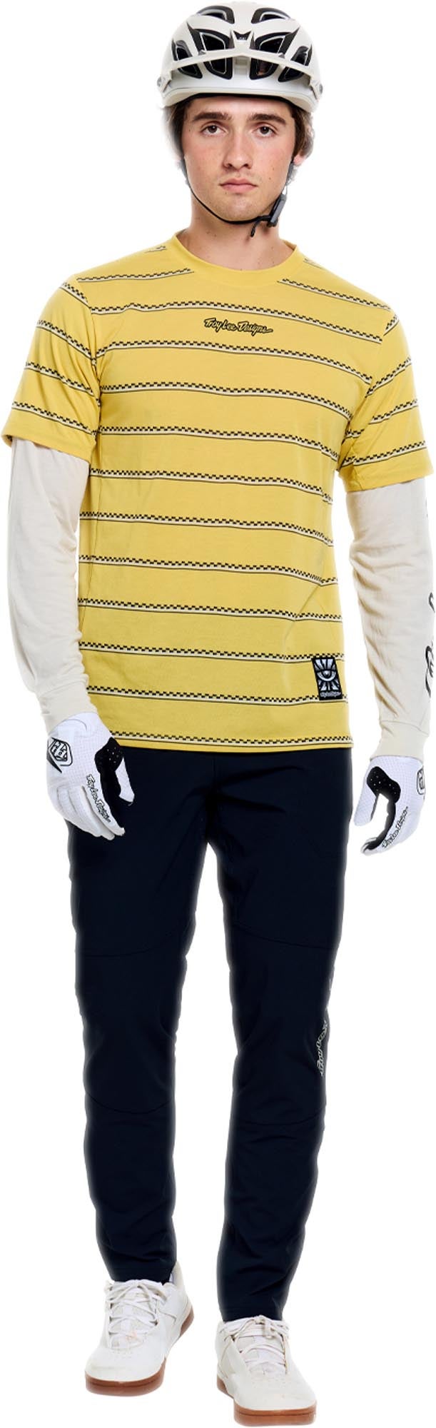 Troy Lee Designs Skyline Fakie Ride Stripe Bicycle Jersey yellow/white S Figure 10