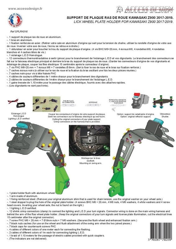 Design de Acesso Suporte de placa "flush wheel" preto da Kawasaki Z900 Porta-Matrícula Figura 7