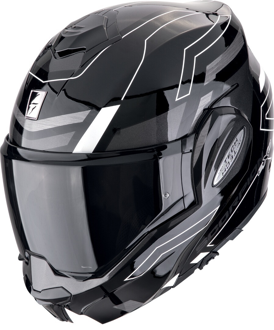 Scorpion EXO Tech Evo Conquer Hjelm Sort/hvid S (55/56) Figur 1