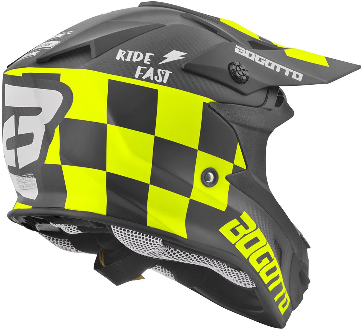 Bogotto V328 Xadrez Carbon Casco da motocross nero/giallo 2XL Figura 6