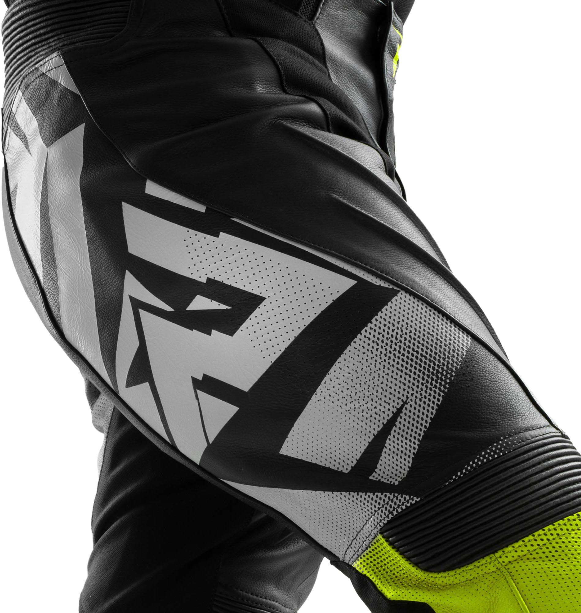 Rebelhorn Inferno Motorcycle Leather Pants black/white/yellow 58 Figure 3