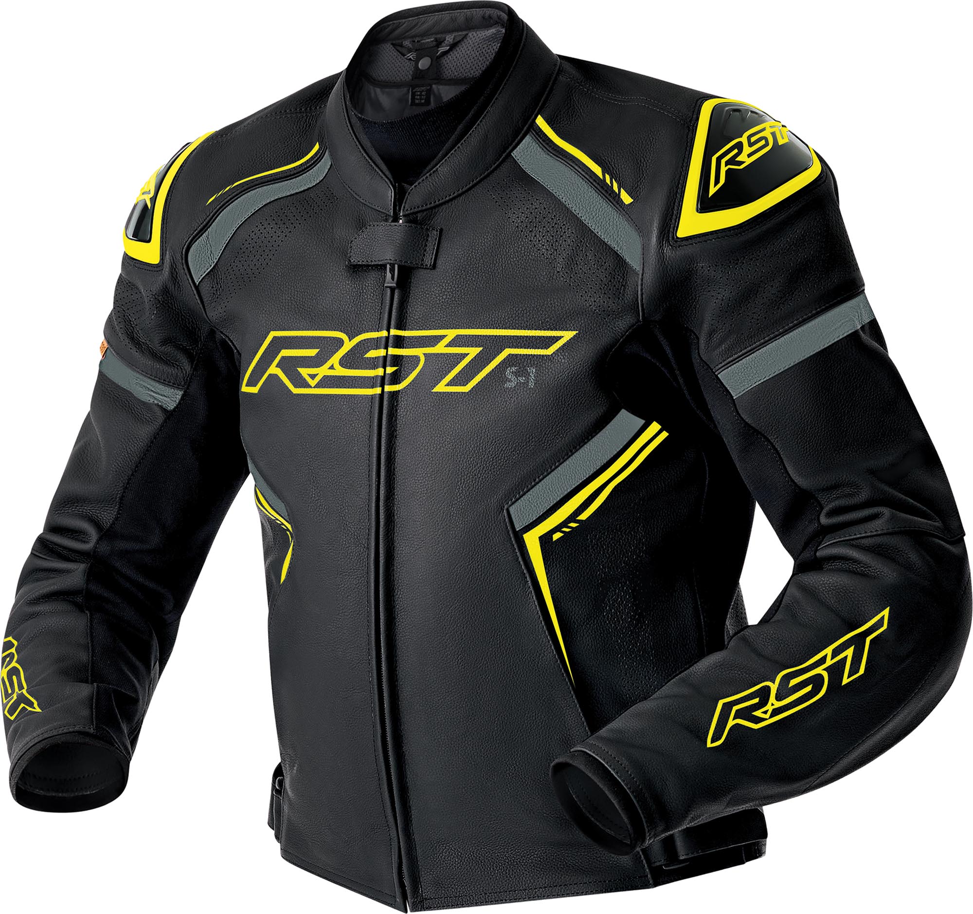 RST S1 D3O perforierte Motorrad Lederjacke schwarz/neon-gelb 58 Abbildung 1