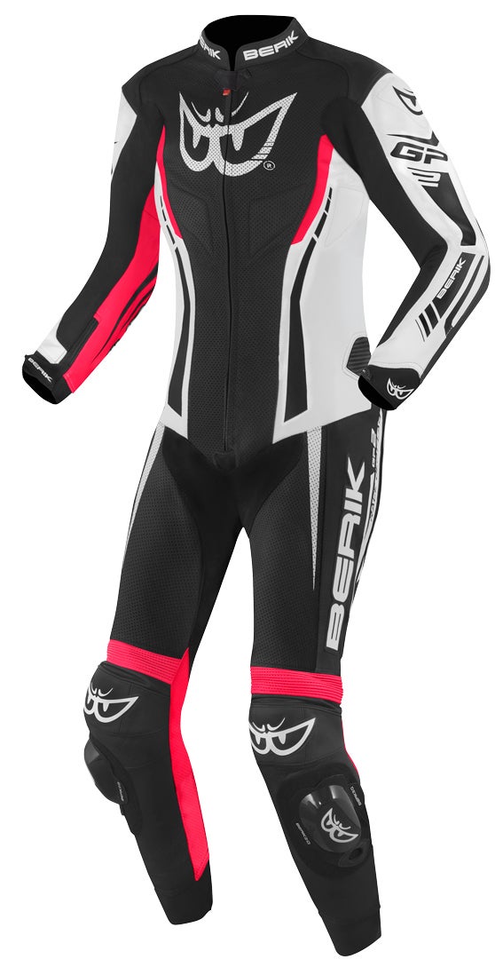 Berik Monza Costume en cuir de moto une pièce pour dames noir/blanc/rose 40 Figure 1