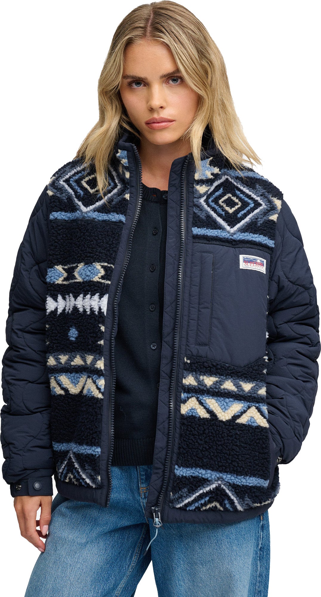 Superdry & Co Fleece Onion Quilt 女士混合夾克 藍色 S 圖8