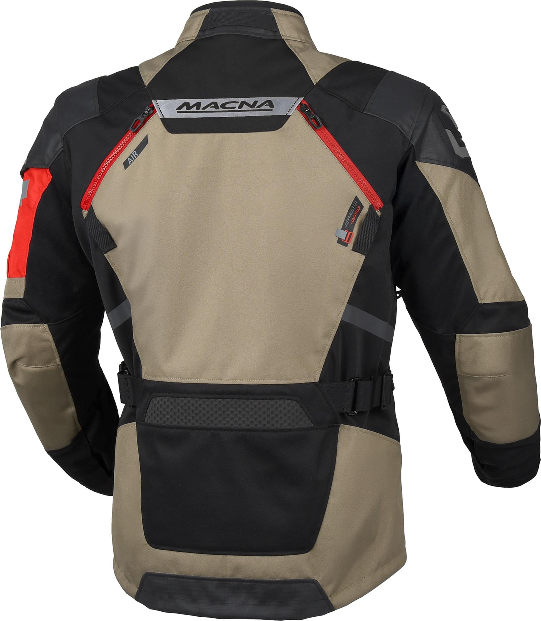 Macna Neoval vattentät motorcykeltextiljacka Beige/svart/rött 2XL Figur 3
