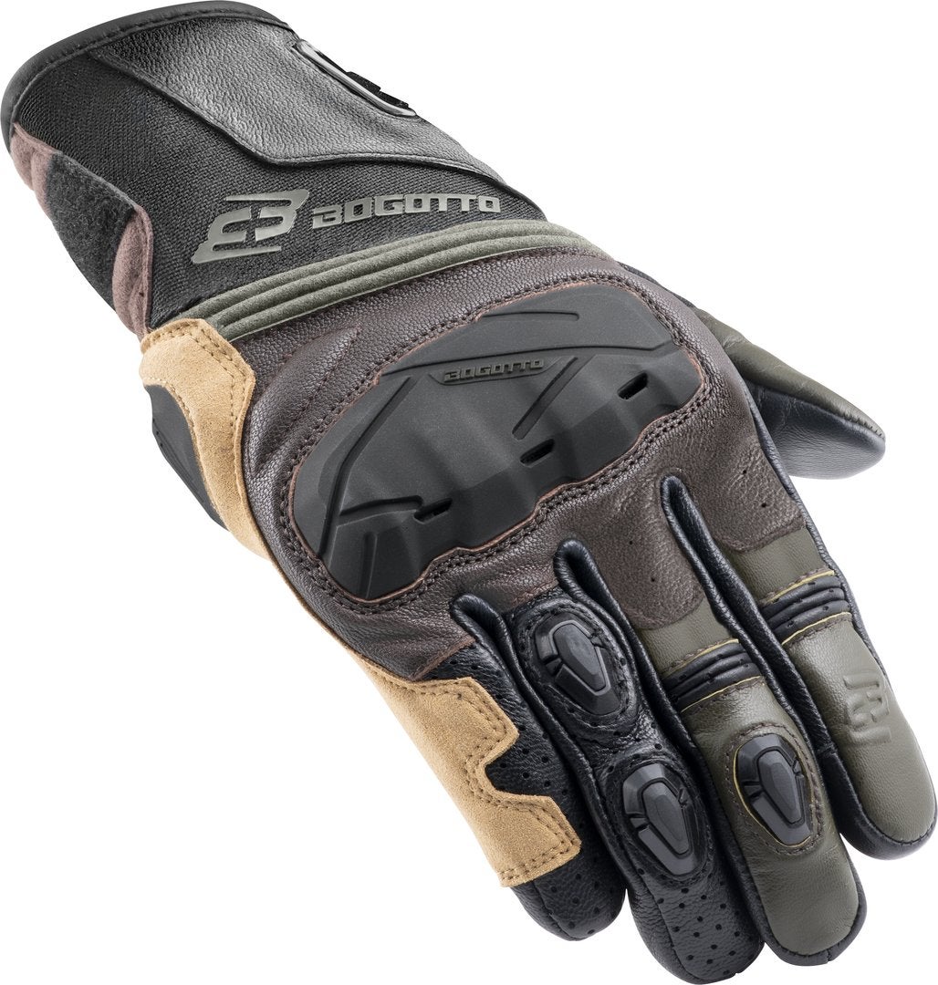 Bogotto Zello perforated Motorcycle Gloves brown/beige/green XL Figure 1