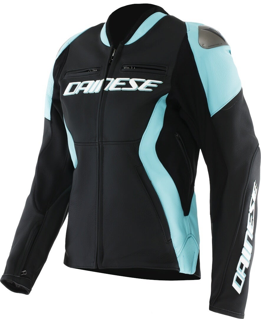 Dainese Racing 5 Ladies Motorcycle Leather Jacket black/light blue 42 Figure 1