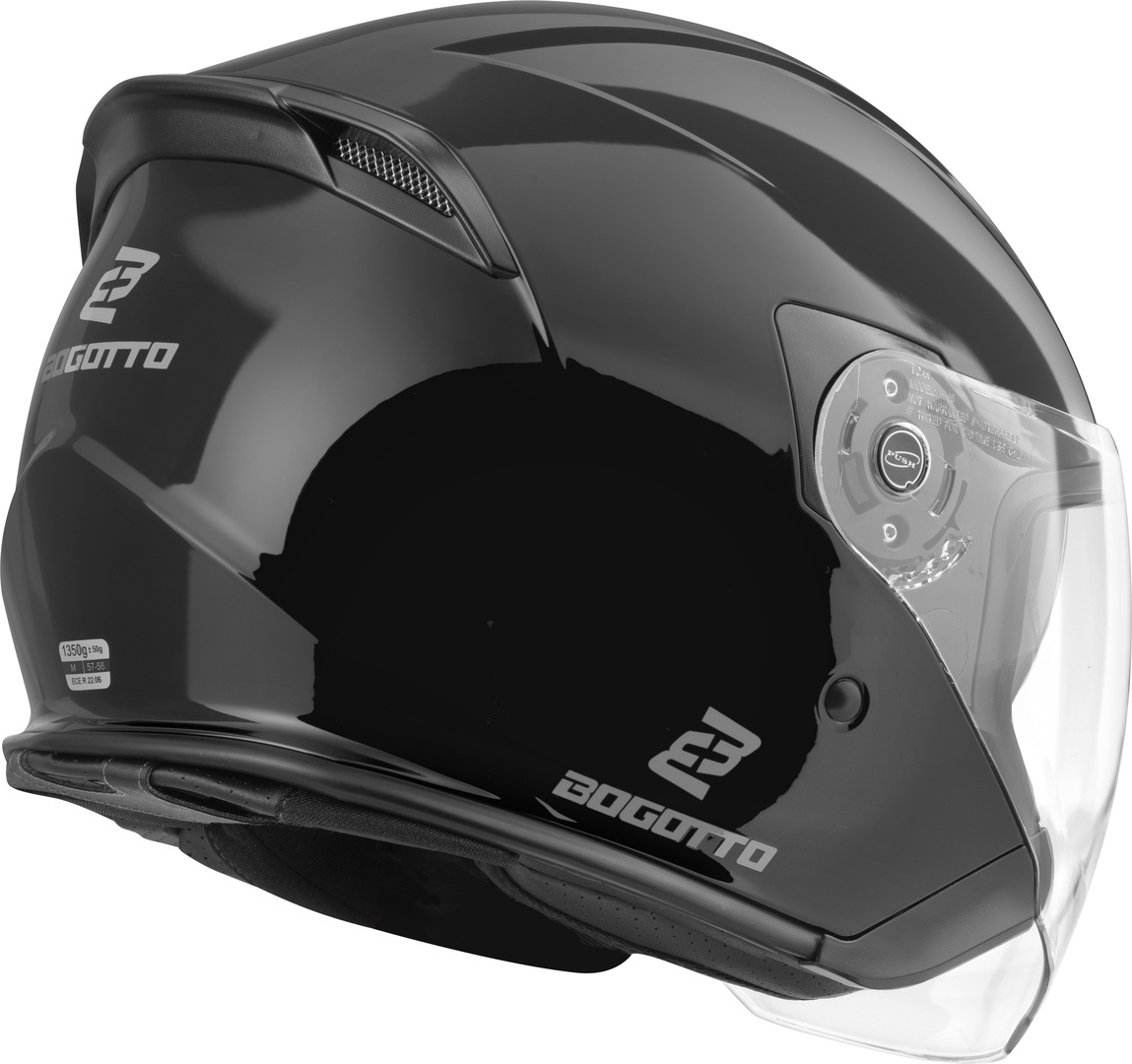 Bogotto H586 BT Solid Bluetooth Jet Helm Zwart S Figuur 2