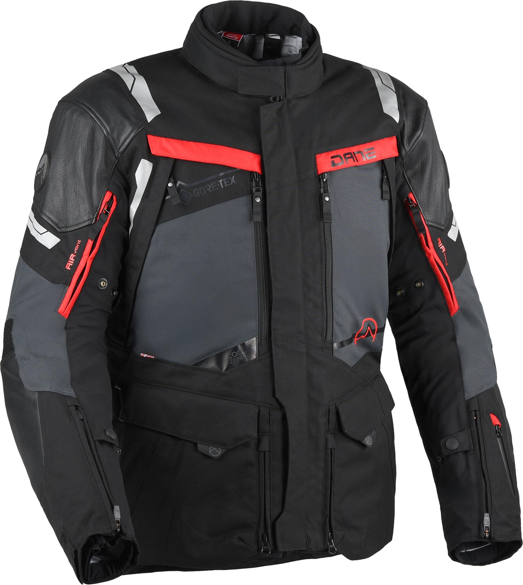 DANE Eventyr Gore-Tex waterproof Motorcycle Textile Jacket black/grey/red 4XL Figure 1