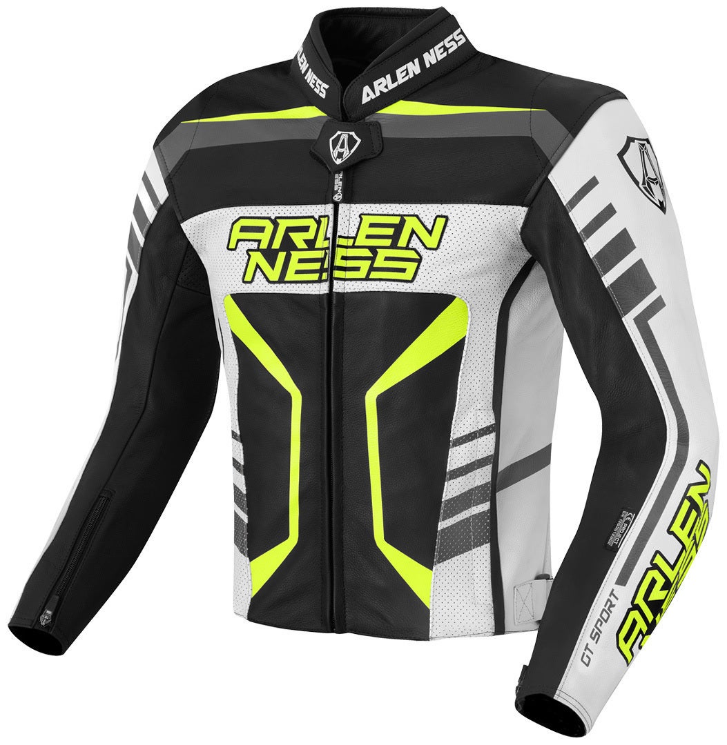 Arlen Ness Rapida 2 摩托車皮夾克 黑/白/霓虹黄 52 图1