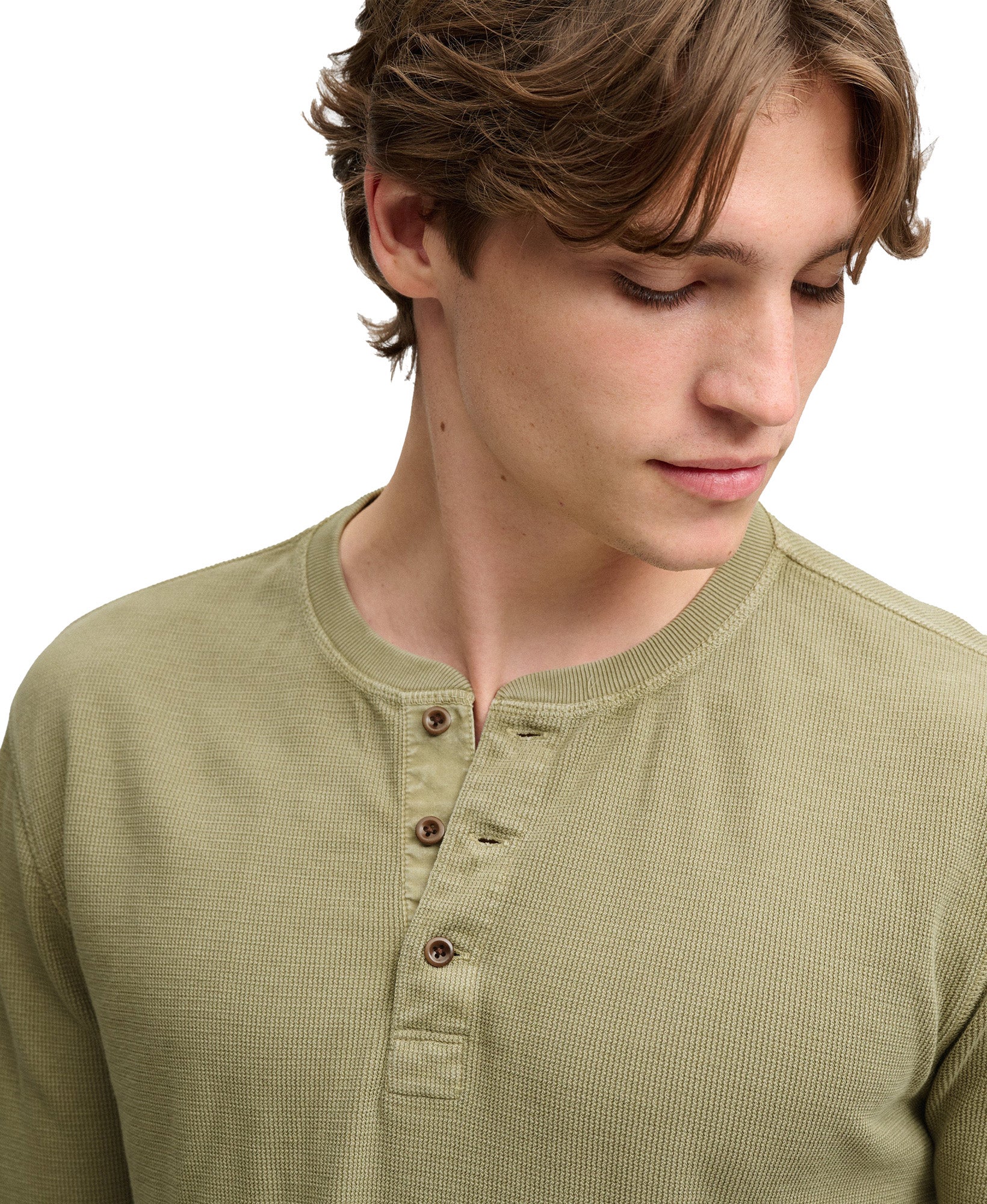 Superdry & Co Waffle Henley Camicia a maniche lunghe Kaki chiaro M Figura 3