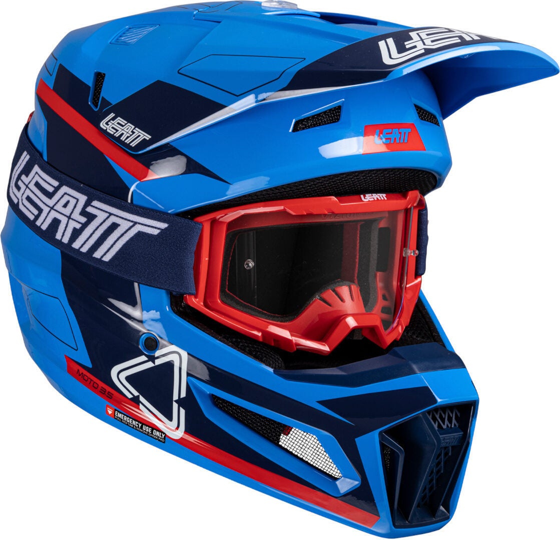 Leatt 3.5 Angled Casco da motocross con occhiali blu/rosso L (59/60) Figura 1