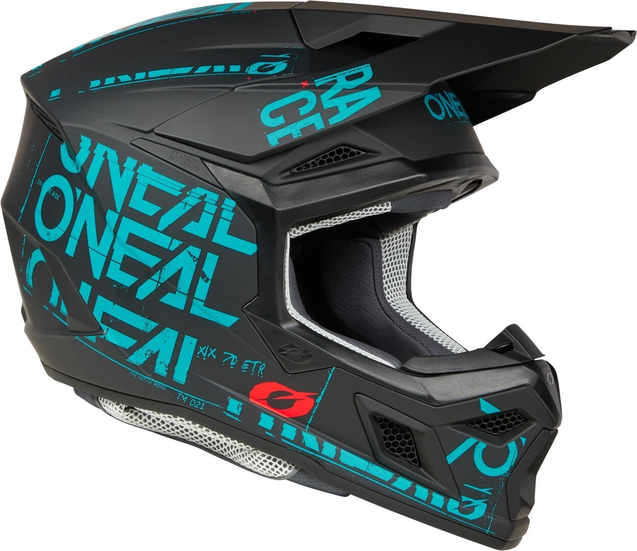 Oneal 3SRS Static Casco da motocross nero/turchese 2XL Figura 3