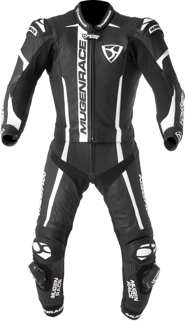 MUGENRACE Mucho Two Piece Motorcycle Leather Suit black/white 60 Figure 1