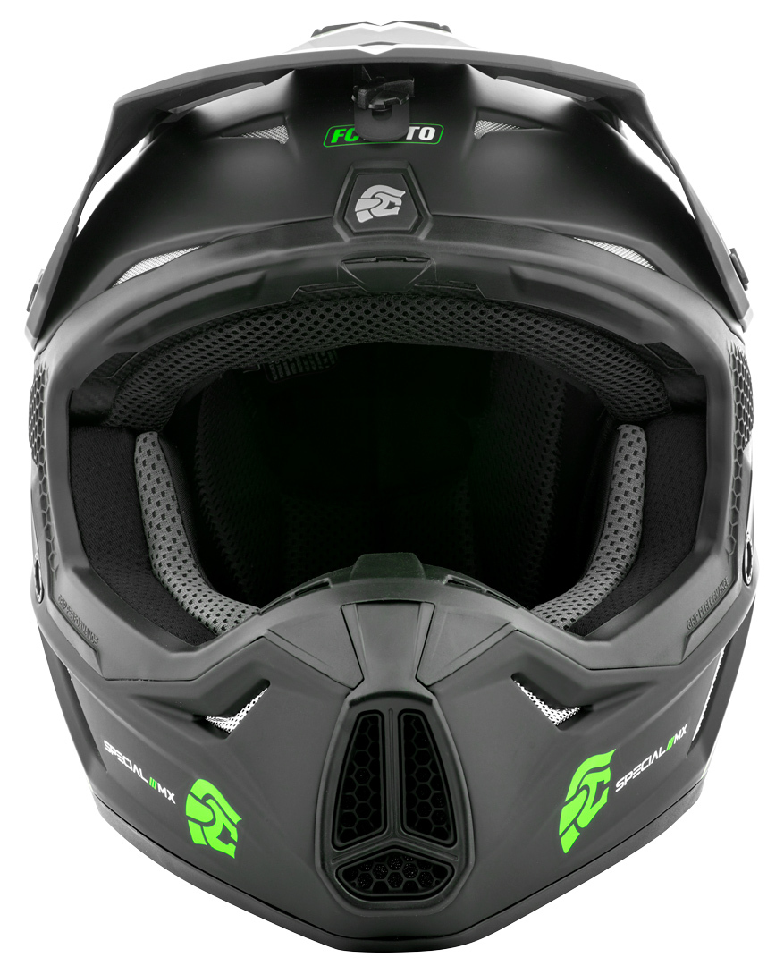 FC-Moto Merkur Straight Motocross Hjälm svart/grön XS Figur 8