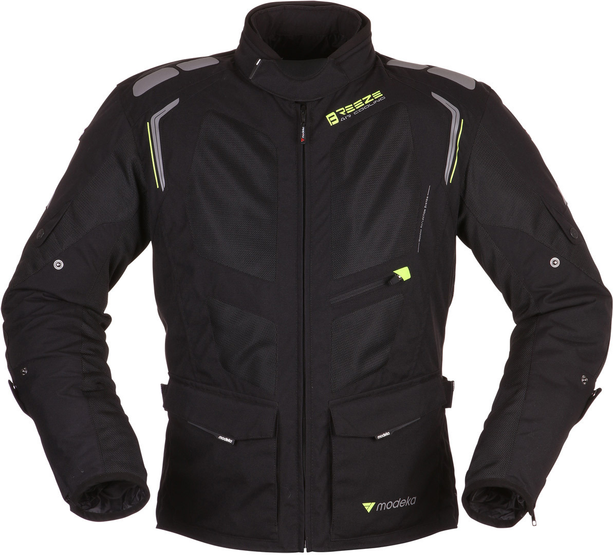 Modeka Breeze Textiel jas lang zwart/neon L Figuur 1