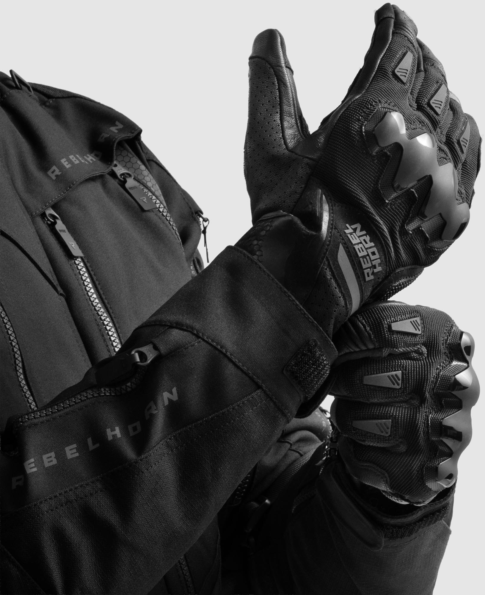 Rebelhorn Defender Motorcykelhandsker Sort 3XL Figur 3