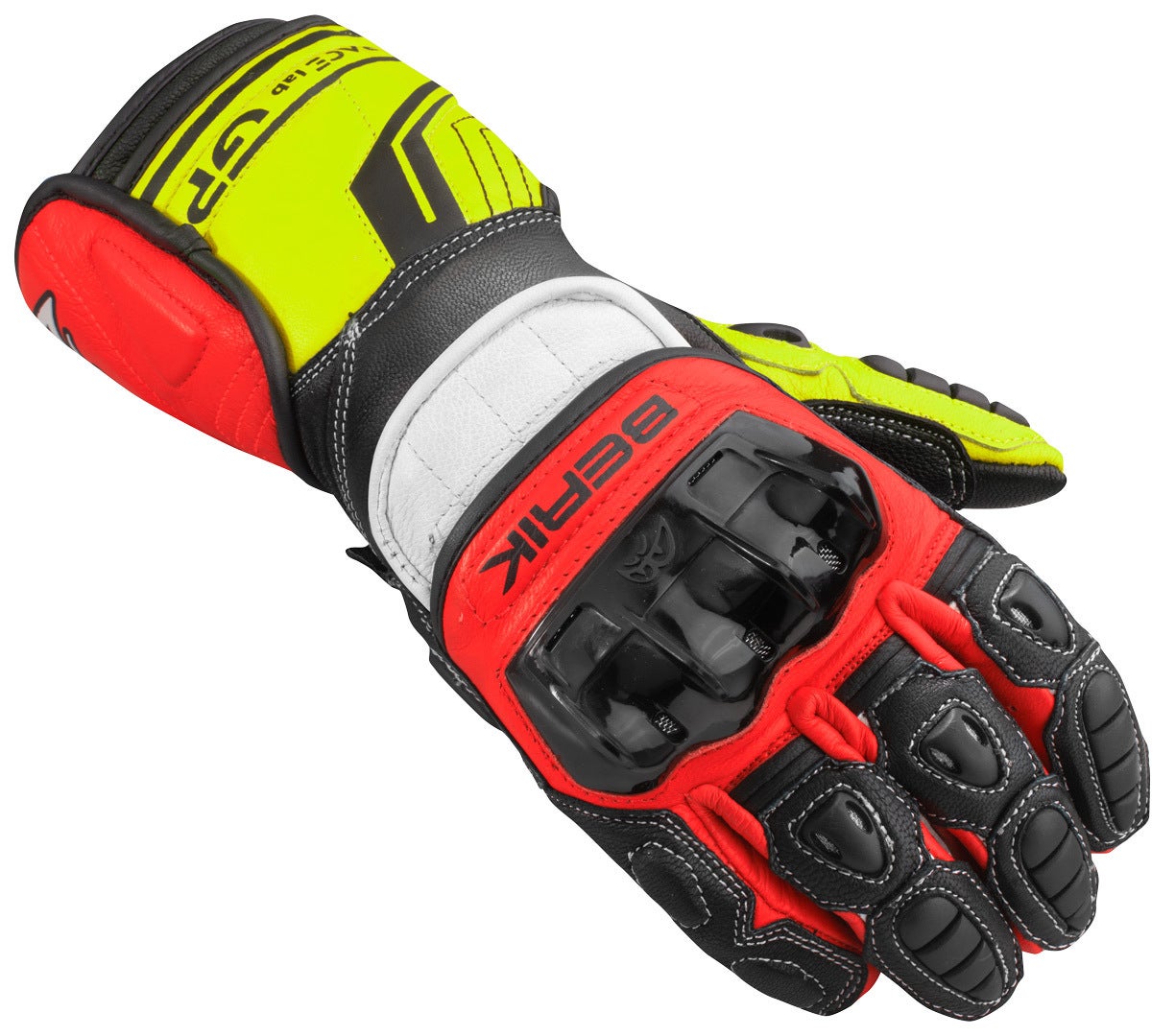 Berik Track Pro Motorcykelhandsker sort/rød/gul L Figur 1