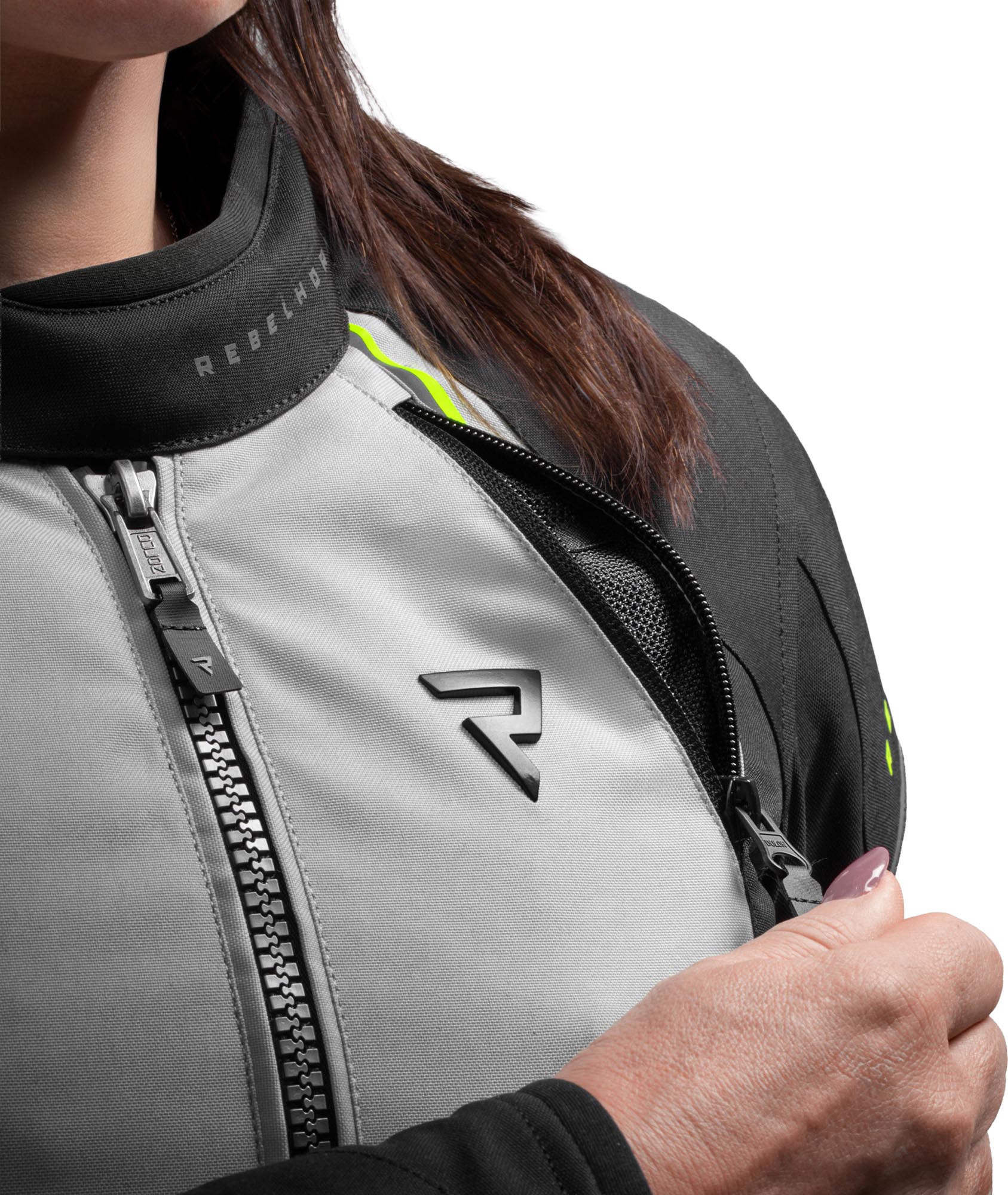 Rebelhorn Swift waterproof Ladies Motorcycle Textile Jacket light grey/yellow 7XL Figure 4