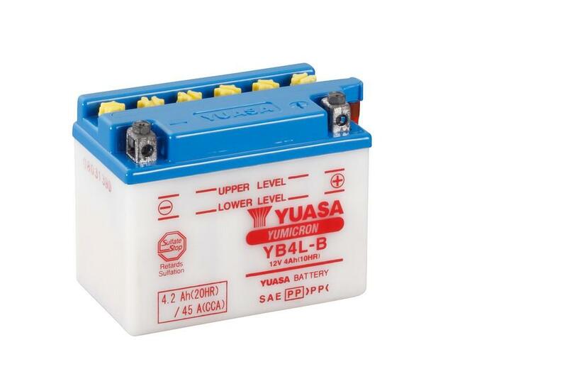 YUASA YUASA konventionellt YUASA-batteri utan syrapaket - YB4L-B Batteri utan syrapaket Figur 1