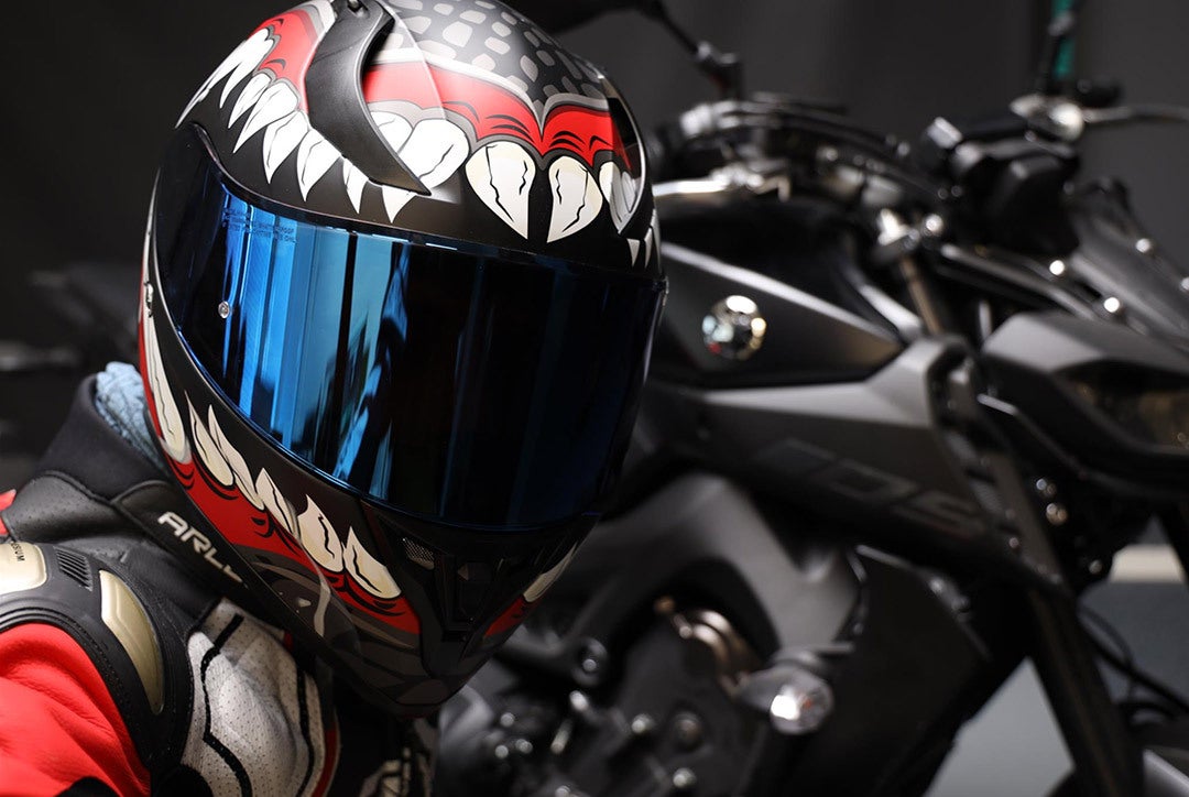 Bogotto V128 Naga Casco nero opaco/rosso S Figura 8