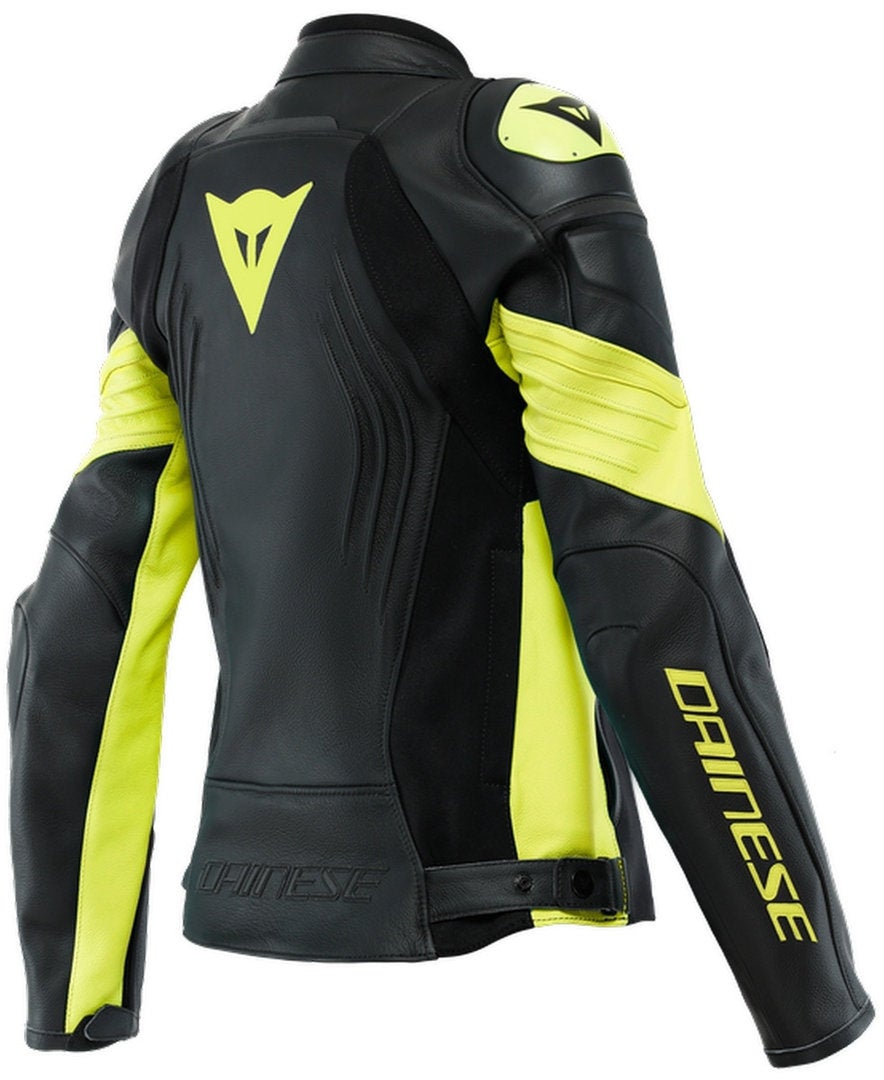 Dainese Racing 4 Dames motorfiets lederen jas Zwart/Geel 48 Figuur 2