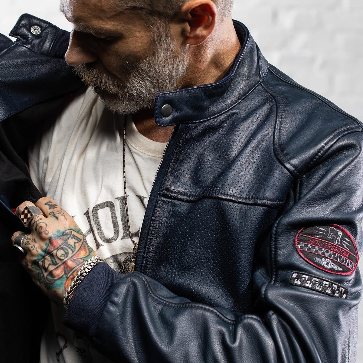 HolyFreedom Due Motorcycle Leather Jacket dark blue XXL Figure 7