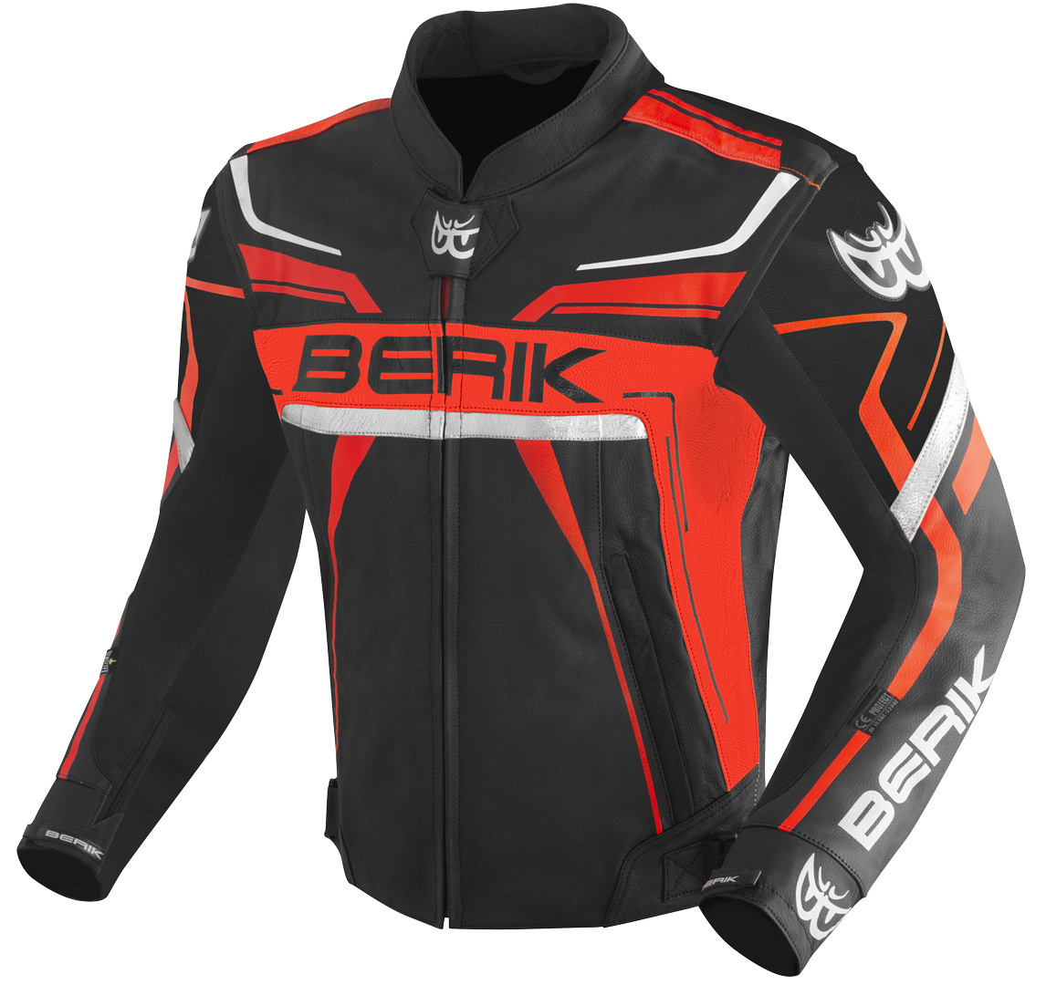 Berik Absolute Race Motorcycle Leather Jacket black/neon-red 54 Figure 1