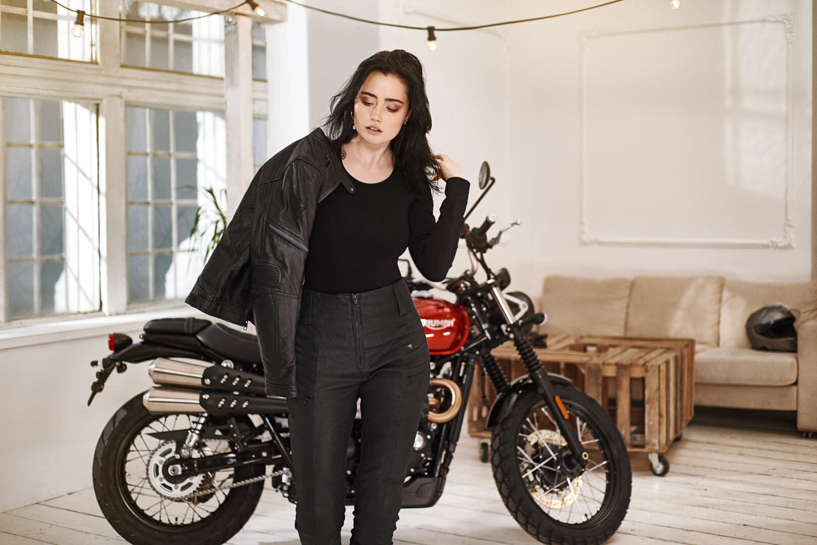 SHIMA Nox 2.0 Dame Motorcykel Jeggings Sort S L30 Figur 4