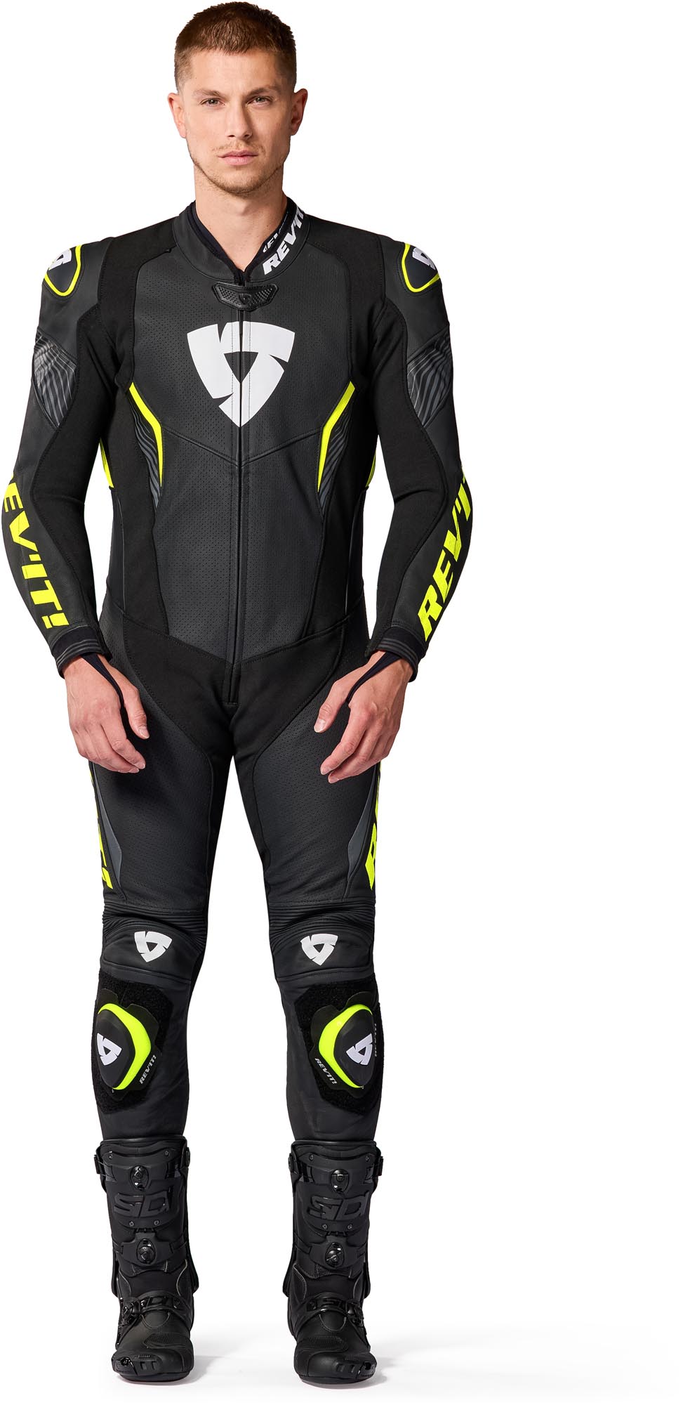 Revit Argon 3 perforated One Piece Motorcycle Leather Suit black/neon-yellow 52 Figure 3