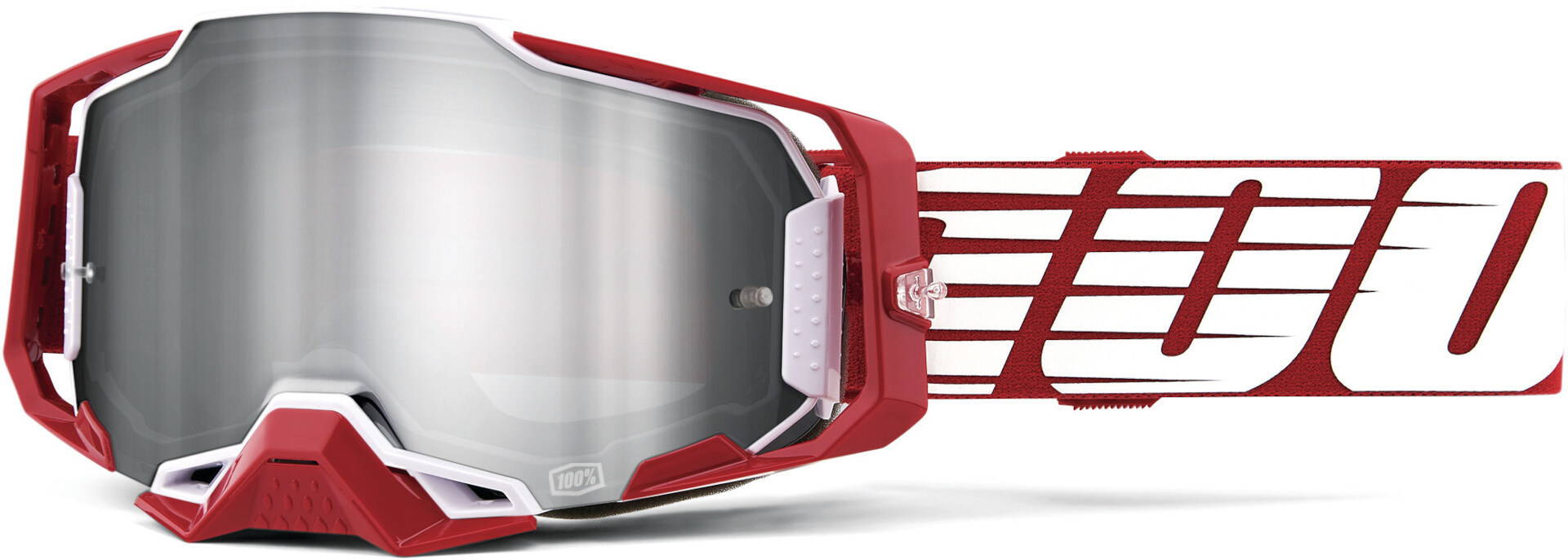 100% Armega Essential Chrome Ochelari de motocross Roșu/Alb Figura 1