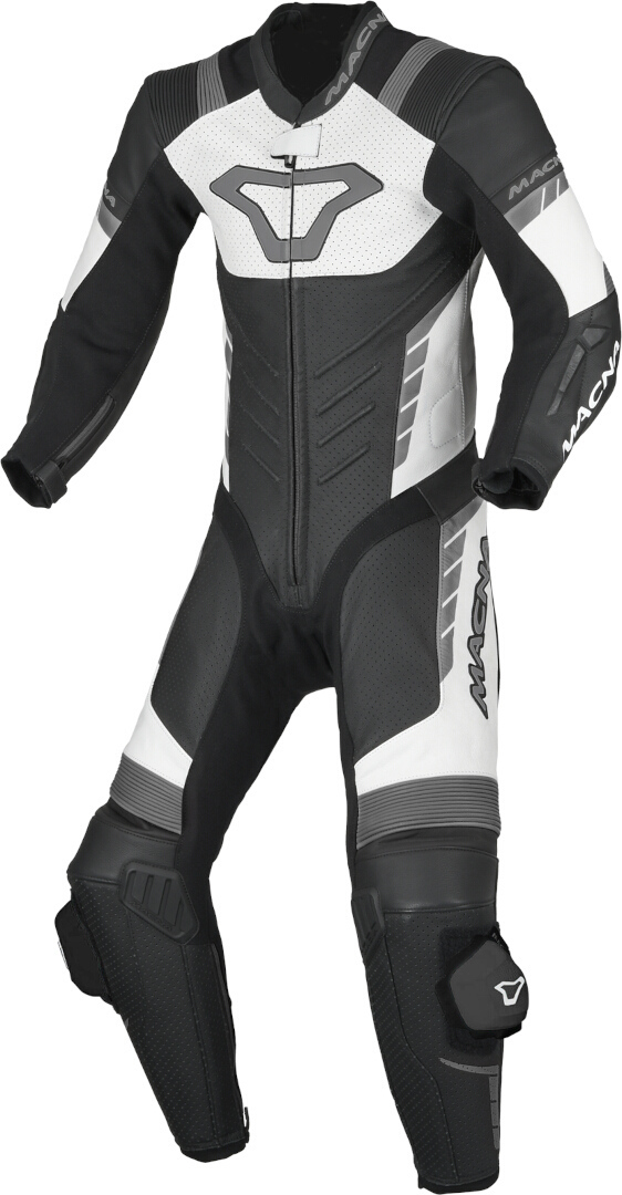 Macna Varshall Junior Costum perforat de piele de motocicletă One Piece pentru copii alb/negru 128 Figura 1