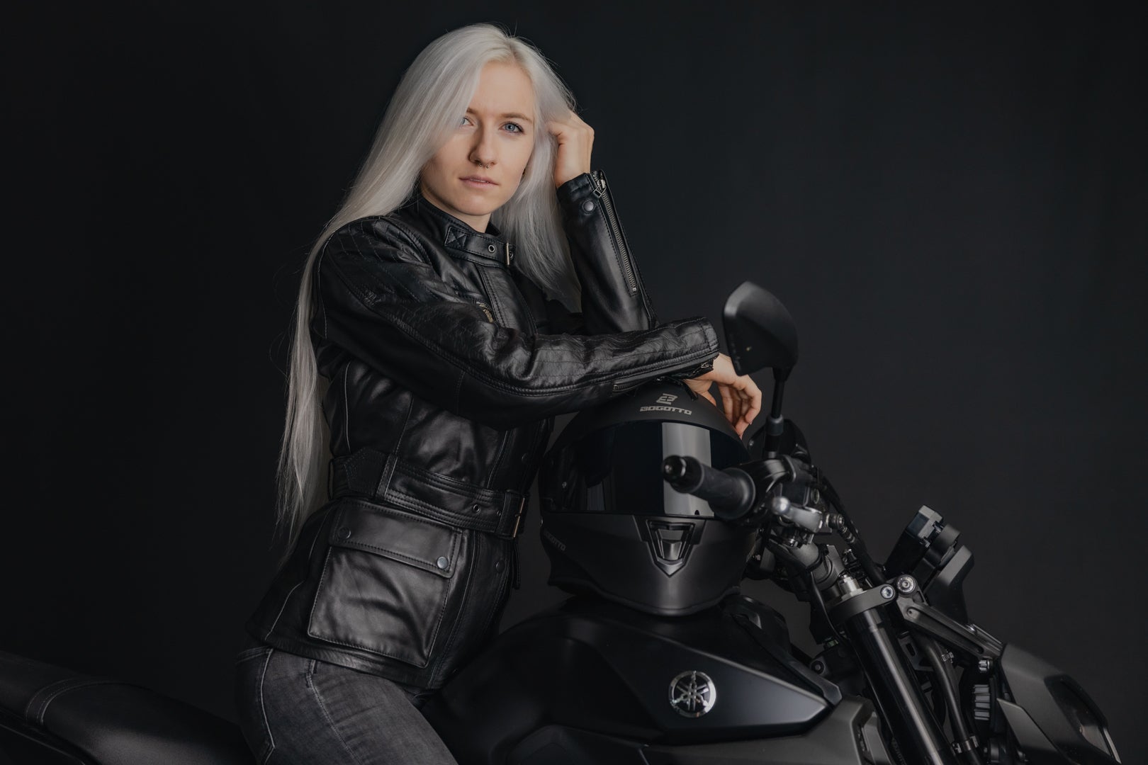 Black-Cafe London Madrid Damen Motorrad Lederjacke schwarz M Abbildung 4